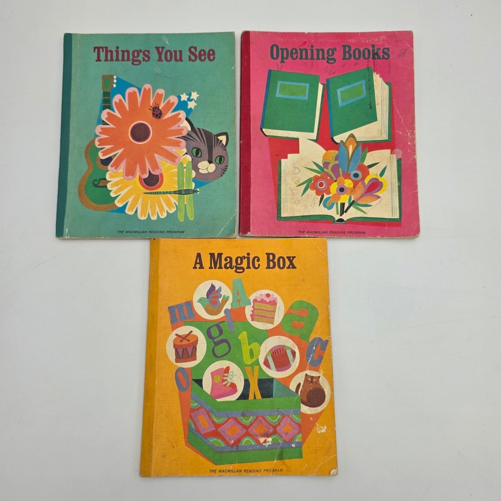 Vintage Macmillan Reading Program Primary Readers Set of 3 Magic Box 1960s